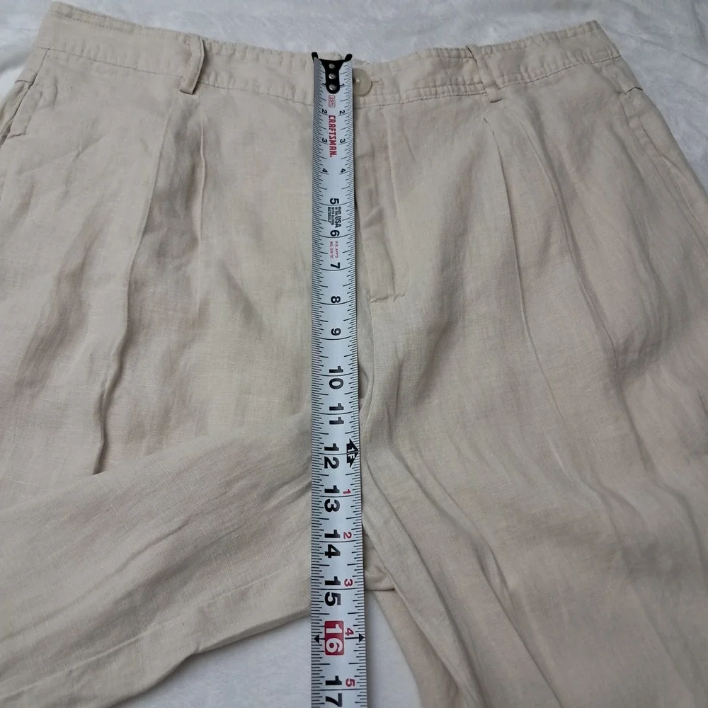 NWT Mango MNG Pants Womens‎ 12 Beige Maneli Wide Leg Linen Blend Work Minimalist